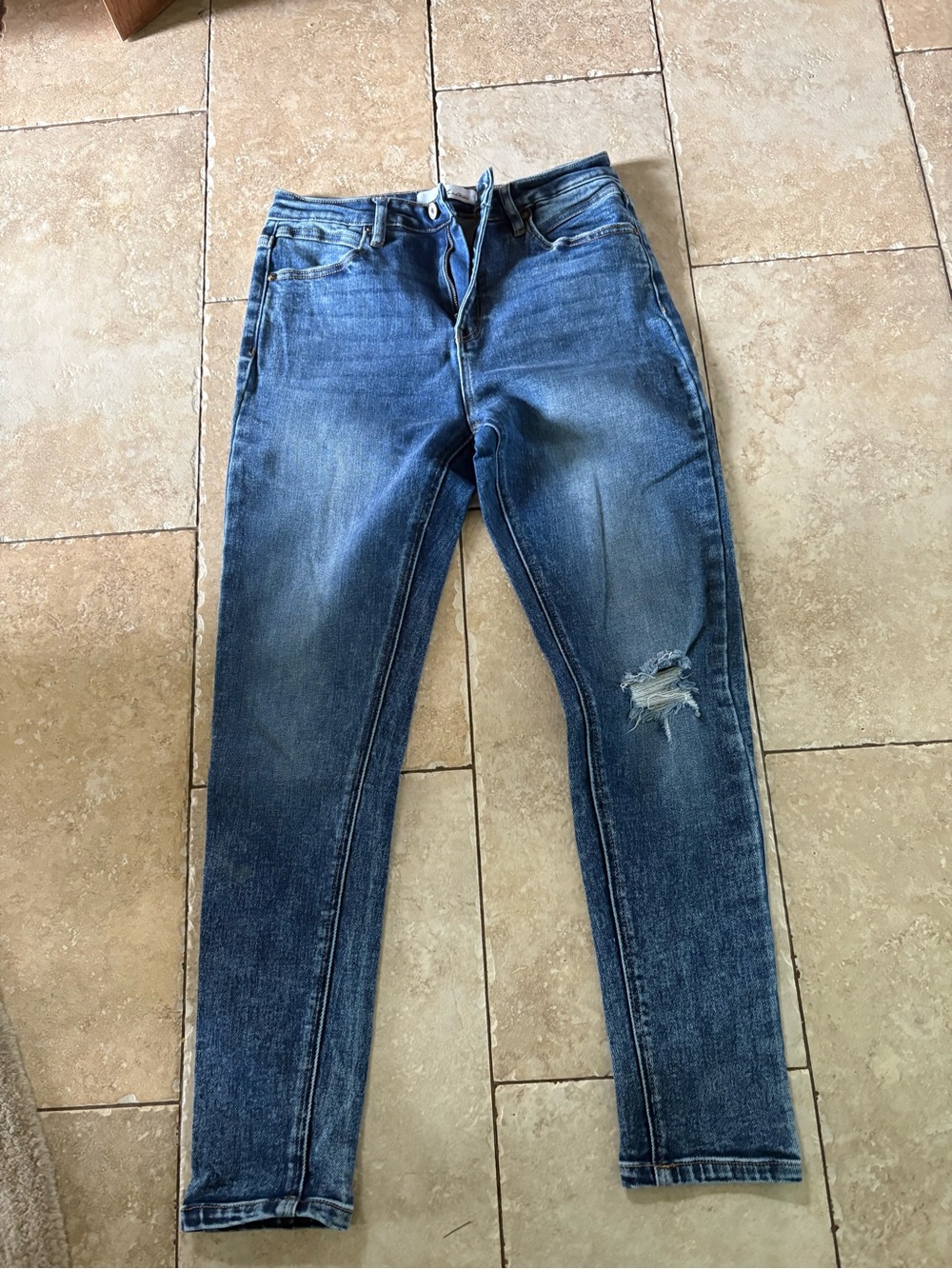 KanCan Women's Straight Leg Distressed Blue Jeans